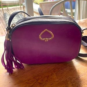 Kate Spade Baja Rose Purple Leather & Suede Camera Crossbody Bag